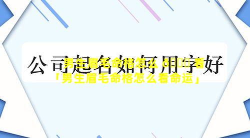 男生眉毛命格怎么 🐞 看「男生眉毛命格怎么看命运」